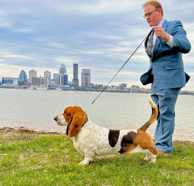 Tandem AKC Grand in Champion male having a fun photoshoot in Louisville, KY. Professionally handled by Landon Hutchison